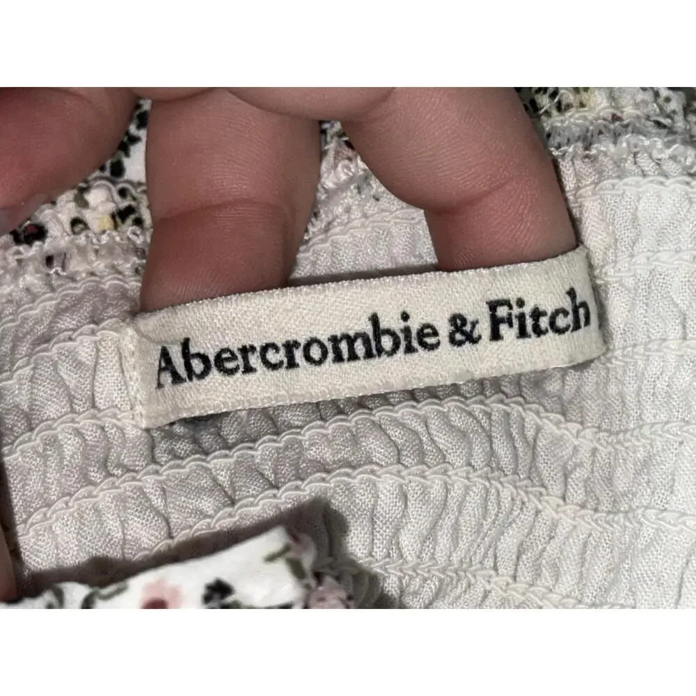 Abercrombie & Fitch White Green Black Pink Floral Sundress Maxi Dress Size XS P